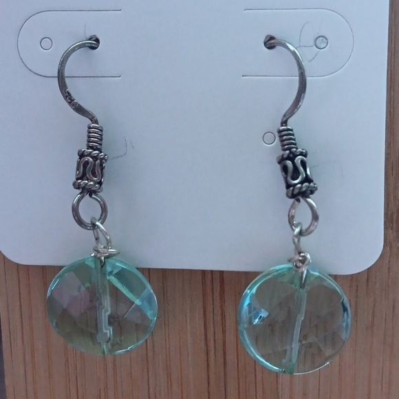 Silver Hook Sea Foam Green Earrings - Picture 1 of 5